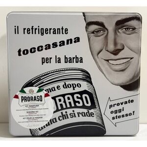 Proraso Shaving Kit Mens OS White‎ Sensitive Skin Vintage Gino Tin 3pc Set